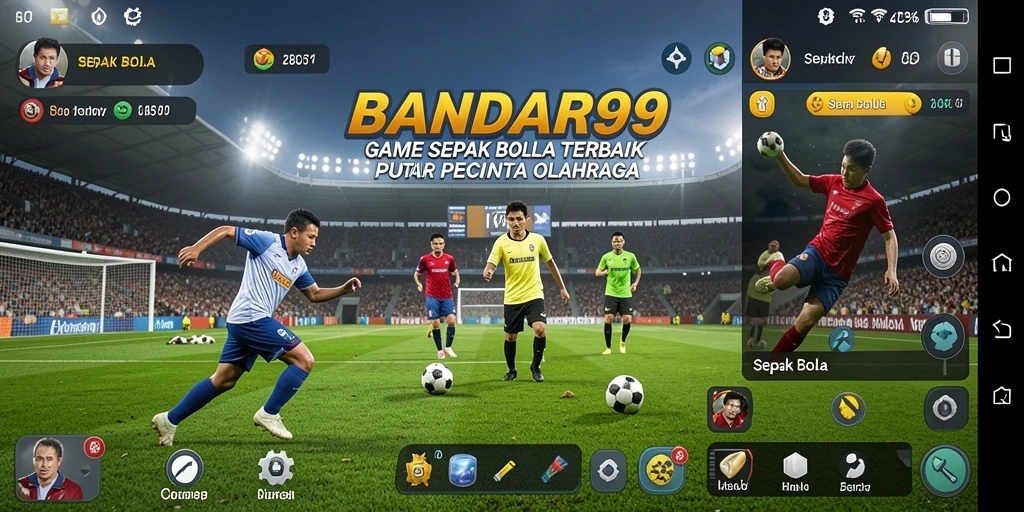 Antarmuka menarik dan penuh aksi sepak bola.