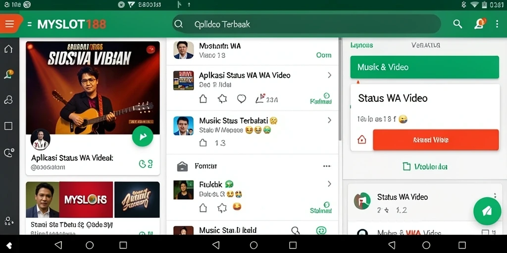 Tampilan antarmuka MYSLOT188 menampilkan fitur Status WA Video yang menarik.