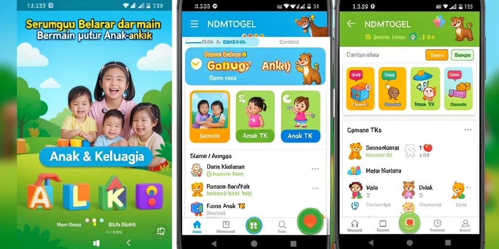 Tampilan antarmuka menarik dari aplikasi NDMTOGEL untuk anak-anak.