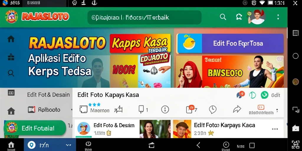 Antarmuka RAJASLOTO dengan fungsi Edit Foto Kertas Kaca yang menarik.