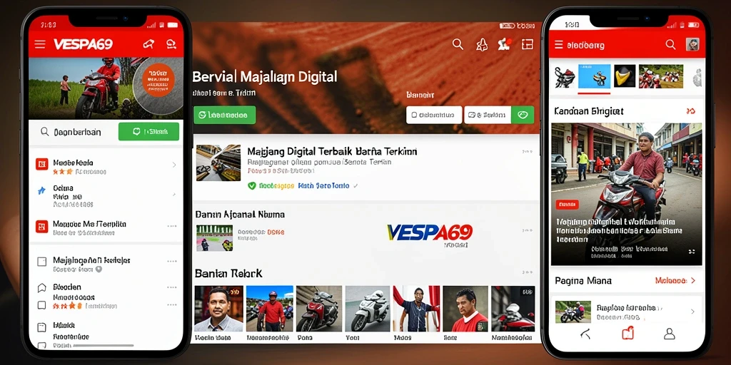 Tampilan antarmuka aplikasi VESPA69 yang menarik dan modern.